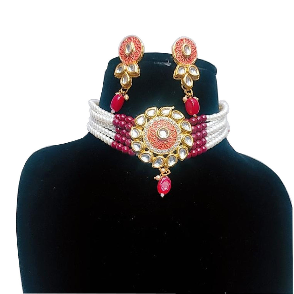 Choker Necklace with Earrings for Women | Buy Jewellery set Online from Mekkna