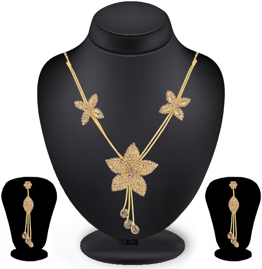 Stylish Mekkna jewelry set including earrings, necklace in gold-tone. Perfect for elevating any outfit for any occasion
