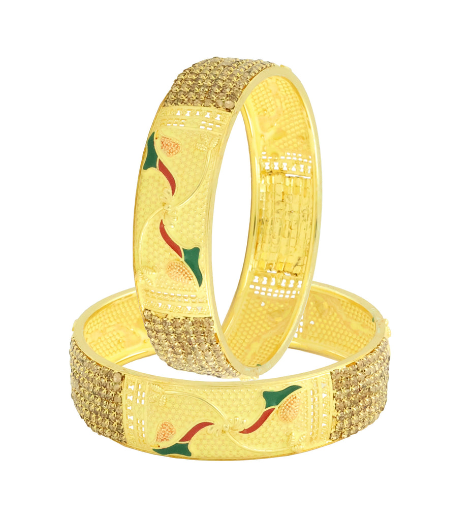  Gold Plated Alloy Traditional Bangles for women | Buy This Bangles Online from Mekkna