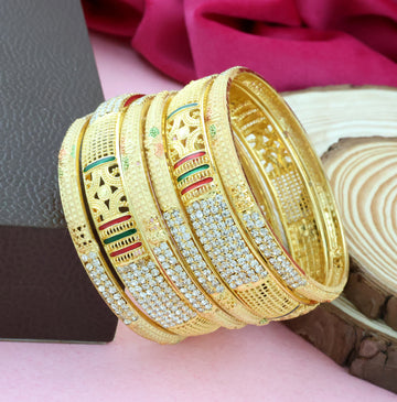 Mekkna Women's Pride Gold Plated Alloy Traditional Bangles | Buy This Bangles set Online from Mekkna