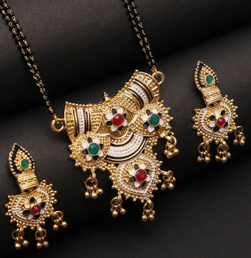 Traditional Gold Plated Mangalsutra with Earrings for Women | Buy This Jewellery Online from Mekkna 