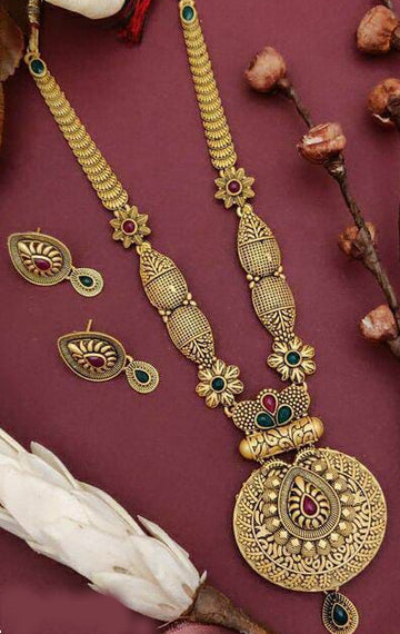 Mekkna Women's Pride Gold Plated Necklace with Earrings | Buy This Jewellery Online from Mekkna