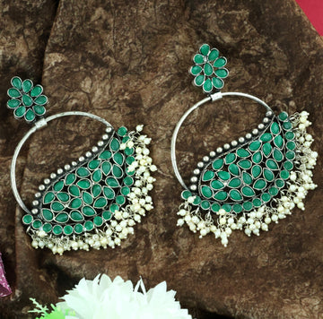 Mekkna Women's Pride Traditional Alloy Silver Plated Earrings for Women | Buy This Earrings set Online from Mekkna