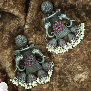 Mekkna Women's Pride Traditional Alloy Silver Plated Earrings for Women | Buy This Earrings set Online from Mekkna 