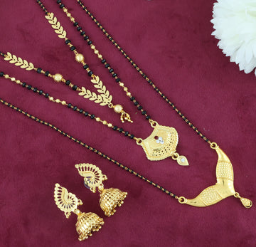 Mekkna Women's Pride Traditional Alloy Gold Plated Combo of Mangalsutra with Earrings | Buy This Combo set Online from Mekkna 