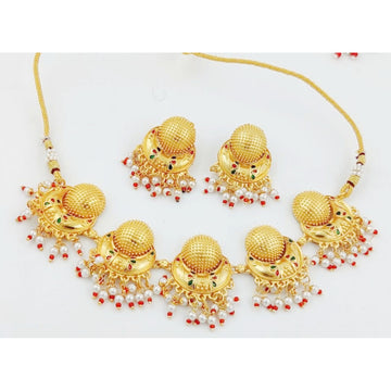 Mekkna Best Traditional Gold Plated Designed by Handcrafted Necklace with Earrings for Women | Buy This Necklace Online from Mekkna